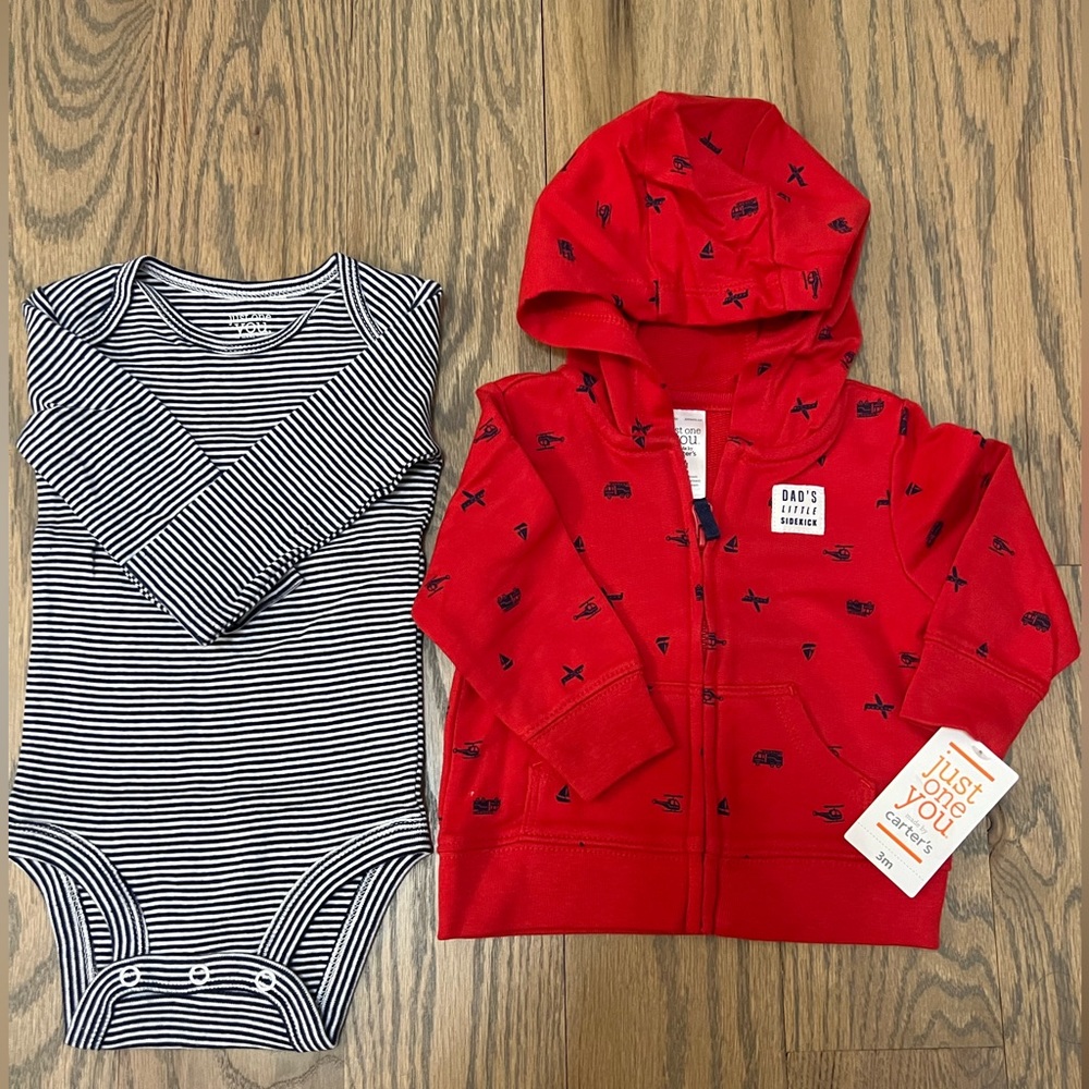Carters Baby Hoodie & Onesie set 3M